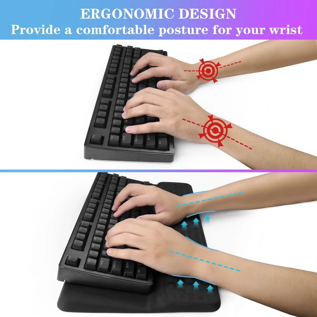 Alt view image 10 of 14 - Computer Keyboard Stand with Wrist Rest, Ergonomic Tilted Keyboard Holder - Keyboard Riser with Wrist Pad - Keyboard Tray Support for Office Home - Black