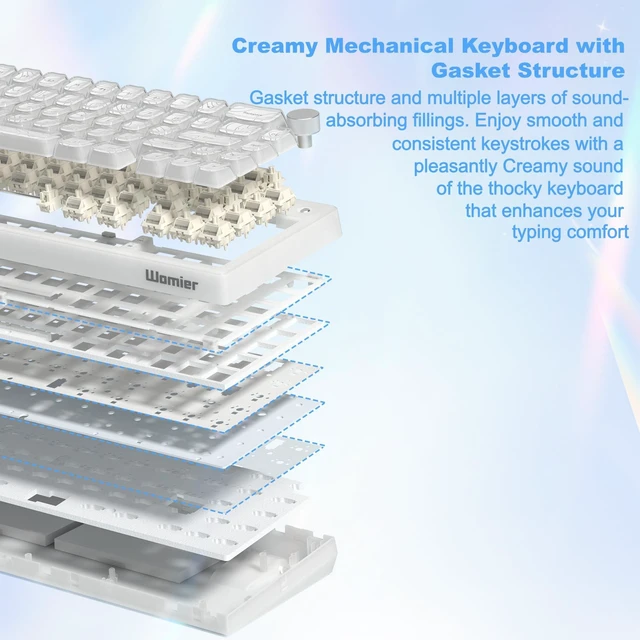 Alt view image 13 of 14 - Keyboard Gaming, Wireless Mechanical Creamy Keyboard QMK/VIA