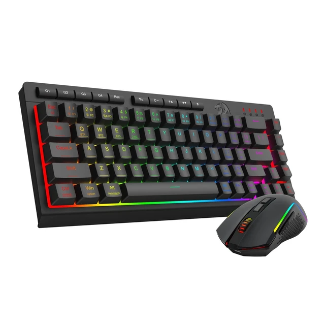 Alt view image 8 of 14 - Wireless Gaming Keyboard and Mouse Combo, 60% Portable, Black