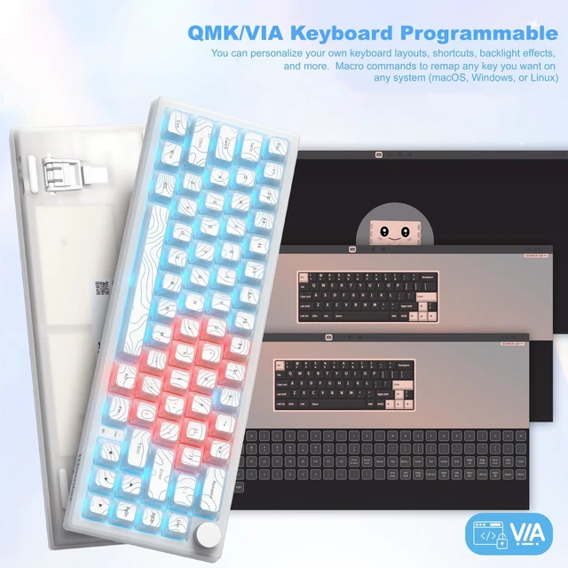 Alt view image 9 of 14 - Keyboard Gaming, Wireless Mechanical Creamy Keyboard QMK/VIA