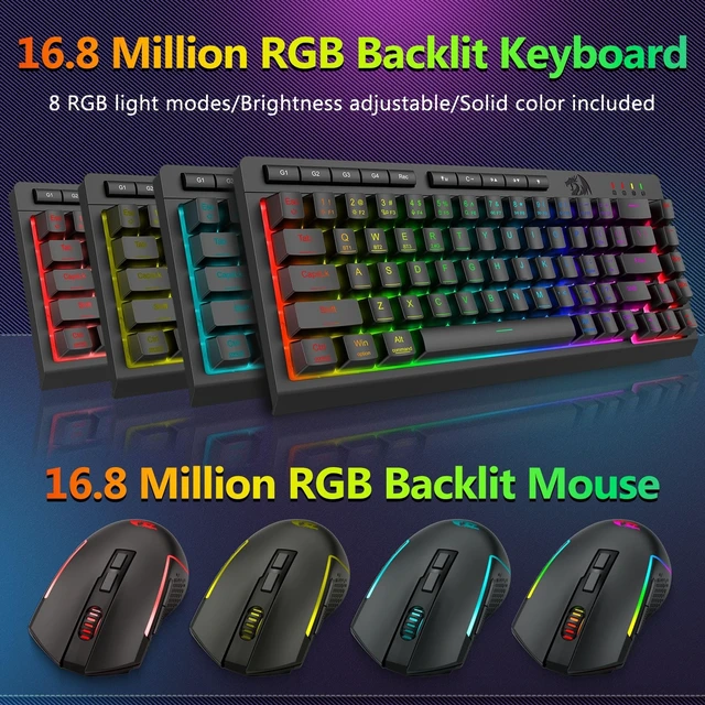 Alt view image 14 of 14 - Wireless Gaming Keyboard and Mouse Combo, 60% Portable, Black