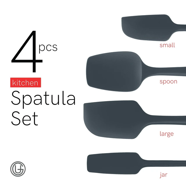 Alt view image 9 of 14 - Silicone Spatula Set 600°F - High Heat Resistant Nonstick, Small and Large Kitchen Spatulas - Flexible BPA Free Professional Grade Cookware - Utensils for Cooking, Baking, Mixing(4 Pcs, Grey)