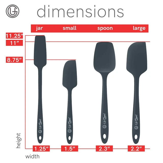 Alt view image 14 of 14 - Silicone Spatula Set 600°F - High Heat Resistant Nonstick, Small and Large Kitchen Spatulas - Flexible BPA Free Professional Grade Cookware - Utensils for Cooking, Baking, Mixing(4 Pcs, Grey)