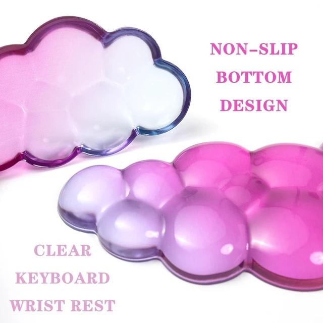 Alt view image 10 of 14 - Ergonomic Cloud Silicone Gel Keyboard and Mouse Wrist Rest Set Clear Wrist Rest for Keyboard 60%/68%/75%, Comfort & Support for Typing and Gaming (Pink Blue)