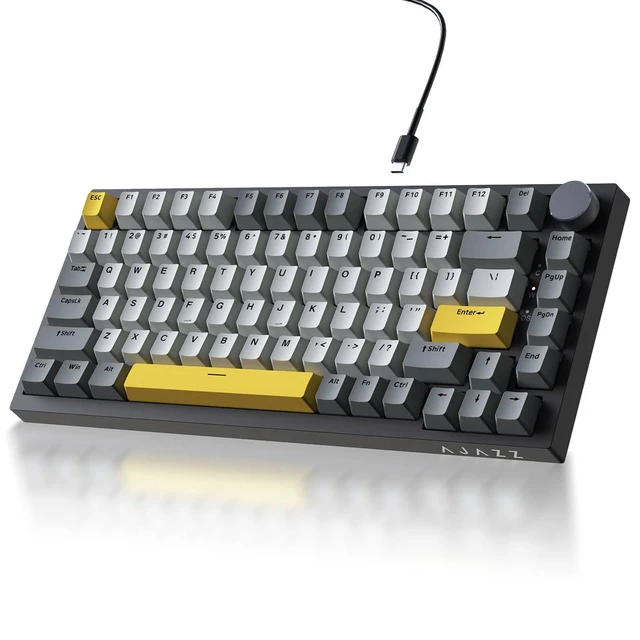 Alt view image 8 of 14 - Hot Swappable Mechanical Keyboard with Volume Knob, Gasket Mount Wired Gaming Creamy Keyboard, Pre-lubed Linear Switch, South-Facing RGB, PBT Keycaps