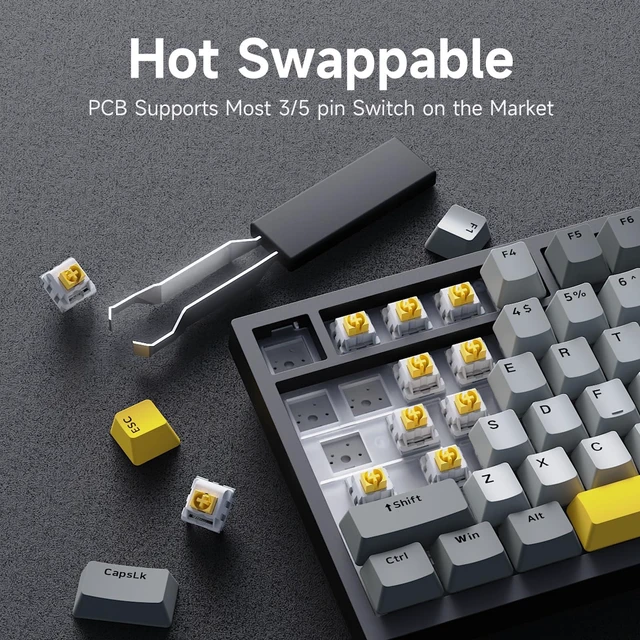 Alt view image 12 of 14 - Hot Swappable Mechanical Keyboard with Volume Knob, Gasket Mount Wired Gaming Creamy Keyboard, Pre-lubed Linear Switch, South-Facing RGB, PBT Keycaps