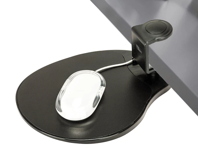 Alt view image 8 of 14 - Clamp on Mouse Platform, Clip on Mouse Pad, Rotating 360, Easy Slide Out Tray, Suitable Up to for 1.5" Thickness Desk, for Home, Office to Save Space (Black)