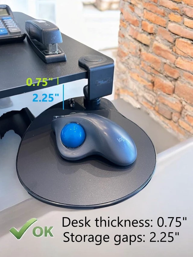 Alt view image 14 of 14 - Clamp on Mouse Platform, Clip on Mouse Pad, Rotating 360, Easy Slide Out Tray, Suitable Up to for 1.5" Thickness Desk, for Home, Office to Save Space (Black)