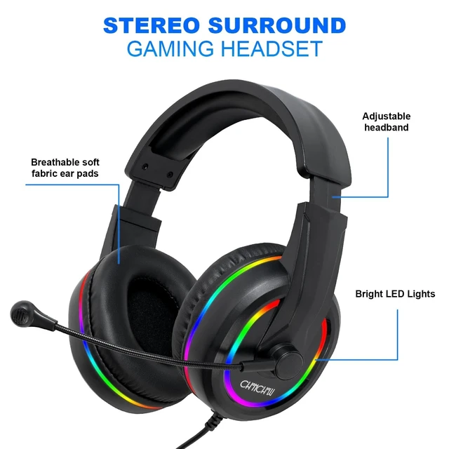 Alt view image 12 of 14 - Gaming LED Keyboard Mouse Headset and Mousepad Bundle,Wired Rainbow