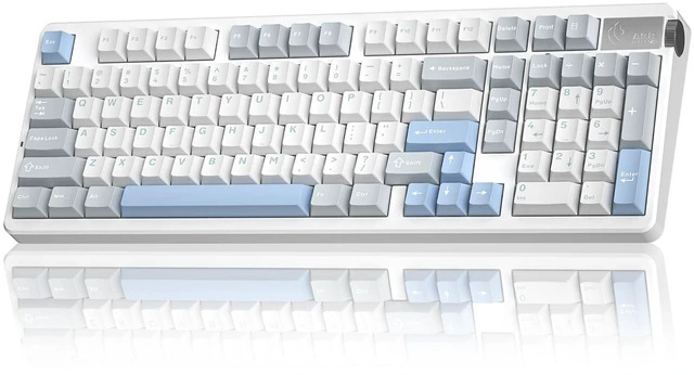 Alt view image 8 of 14 - Mechanical Keyboard Wireless, Tri-Mode BT5.0/2.4GHz/USB-C, Creamy Keyboard with Number Pad, Gasket Structure Hot Swappable, Custom Gaming Keyboard RGB Backlit with Knob for PC