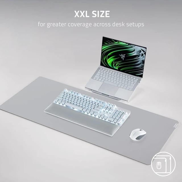 Alt view image 12 of 14 - Glide Soft Mouse Mat, Textured Micro-Weave Cloth, White, XXL