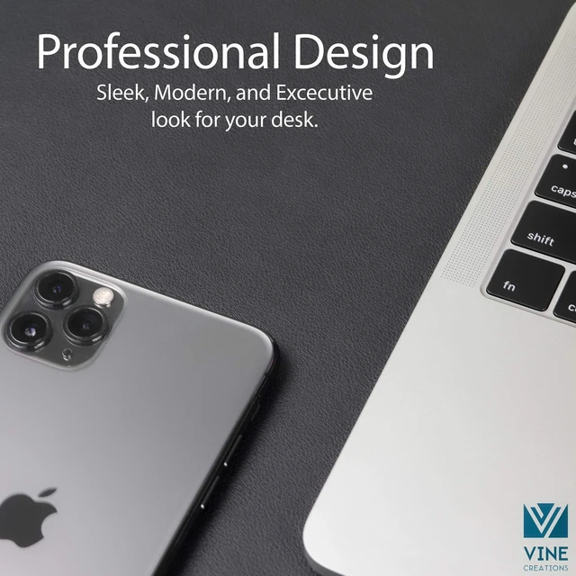 Alt view image 9 of 12 - Leather Desk Pad 36" x 20", Vine Creations Office Desk Mat Waterproof Black - Premium Quality - Smooth Mouse Writing Surface - Maximum Protection Dual-Sided Pu Leather Blotter for Desk Office/Home