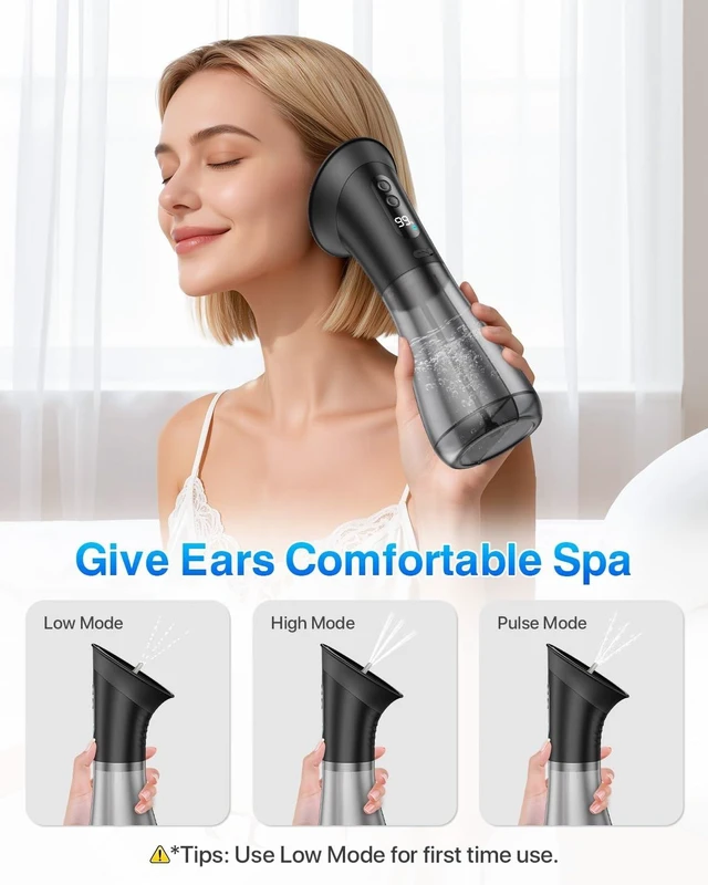 Alt view image 9 of 14 - Electric Ear Wax Removal with One-Piece Waste Tank and Smart Display, 3 Targeted Modes, 230ml Detachable Tank, 12 Nozzles -Ear Cleaning Kit IPX7