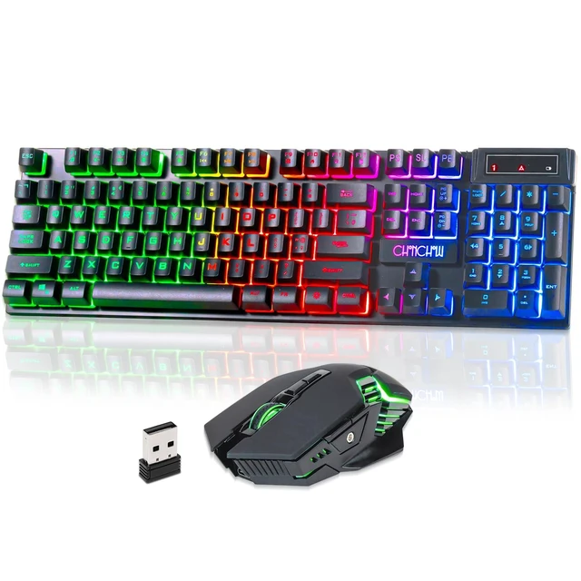 Alt view image 8 of 14 - Wireless Keyboard and Mouse 2.4GHz Rechargeable Light up Letters