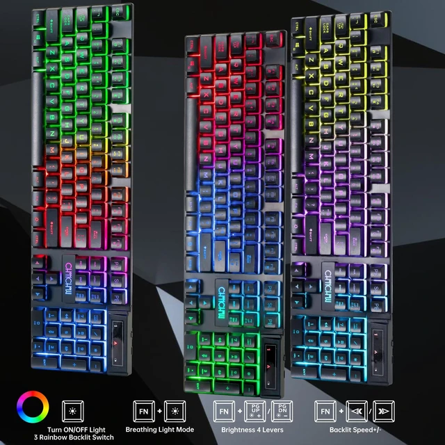 Alt view image 11 of 14 - Wireless Keyboard and Mouse 2.4GHz Rechargeable Light up Letters