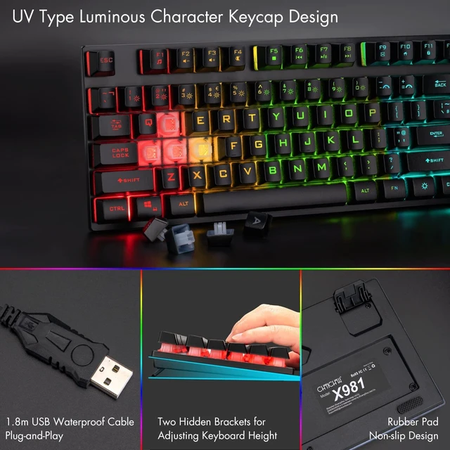 Alt view image 13 of 14 - Gaming Keyboard and Mouse 104 Keys for Mac PC PS5 PS4 Xbox One Gamers