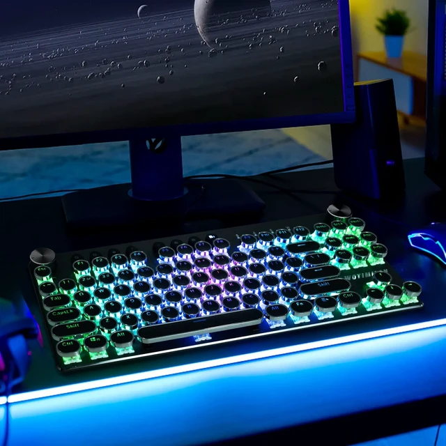 Alt view image 14 of 14 - Wireless Typewriter Keyboard Mechanical Gaming TKL, Tri-Mode, Clicky Switch