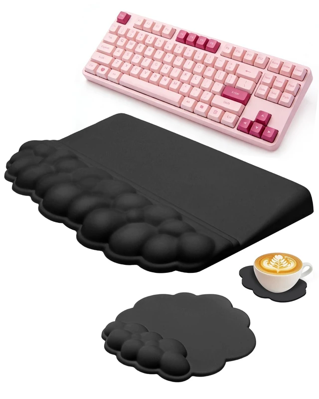 Alt view image 8 of 14 - Ergonomic Cloud Wrist Rest Set for Keyboard and Mouse, Black
