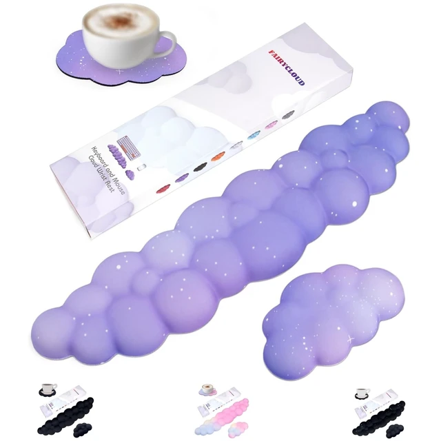 Alt view image 8 of 14 - Silky Cloud Wrist Rest Set for Keyboard & Mouse, 16.9", Purple Star