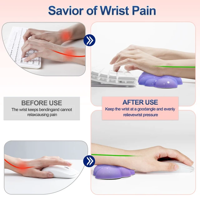 Alt view image 10 of 14 - Silky Cloud Wrist Rest Set for Keyboard & Mouse, 16.9", Purple Star