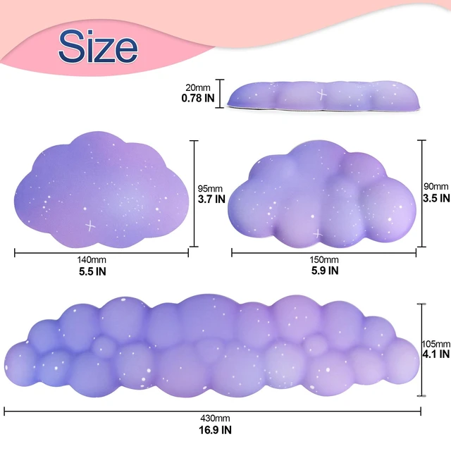 Alt view image 14 of 14 - Silky Cloud Wrist Rest Set for Keyboard & Mouse, 16.9", Purple Star