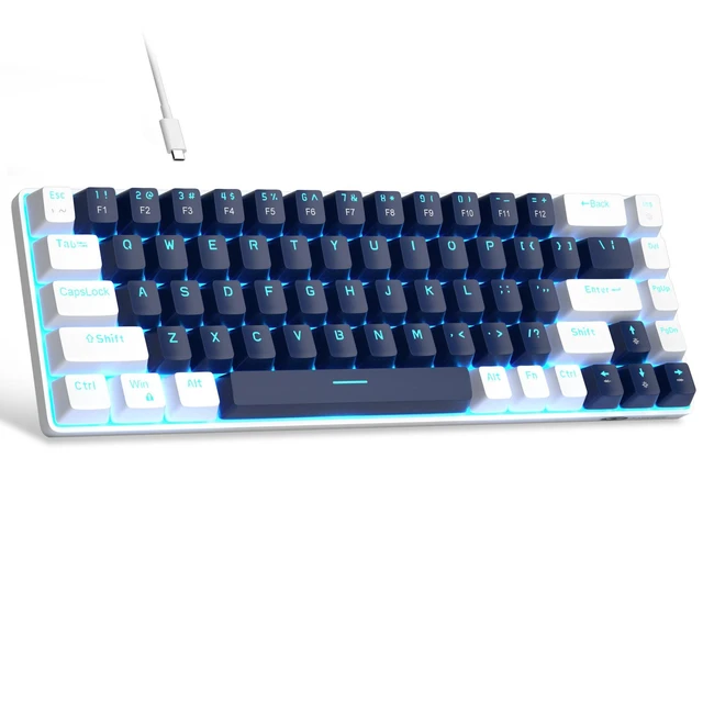 Alt view image 8 of 14 - Mechanical Gaming Keyboard, MK-Box LED Backlit Compact 68 Keys Mini Wired Office Keyboard with Blue Switch for Windows Laptop PC Mac - Blue/White