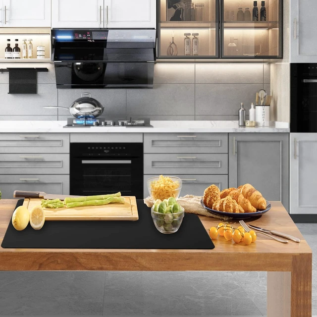Alt view image 9 of 14 - 31.6"x23.5" Large Silicone Kitchen Counter Mat, 2mm Thick Heat Resistant Silicone Countertop Protector Mat Cover for Baking Air Fryer Toaster Oven Microwave Coffee Maker Cutting Board Drill Black