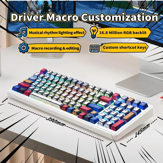 Alt view image 13 of 14 - Wireless Mechanical Keyboard Creamy Computer Gaming Keyboards