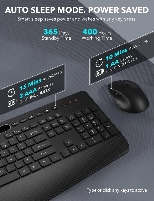 Alt view image 12 of 14 - Wireless Keyboard and Mouse Combo - Full-Sized, Ergonomic Wrist Rest