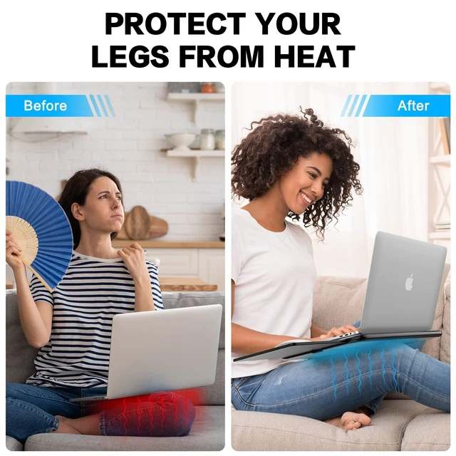 Alt view image 10 of 14 - Portable Laptop Lap Desk w/Retractable Left/Right Mouse Pad Tray, Non-Slip Heat Shield Tablet Notebook Computer Stand Table w/Sturdy Stable Work Surface for Bed Sofa Couch or Travel