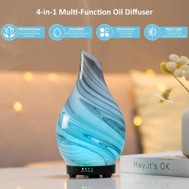 Alt view image 11 of 14 - Essential Oil Diffuser for Home Fragrance & Aromatherapy 150ml | Waterless Auto-Off, 4 Timer Setting, 7 Colors Night Light, Quiet Glass Diffuser for Bedroom,Living Room, Gifts for Women