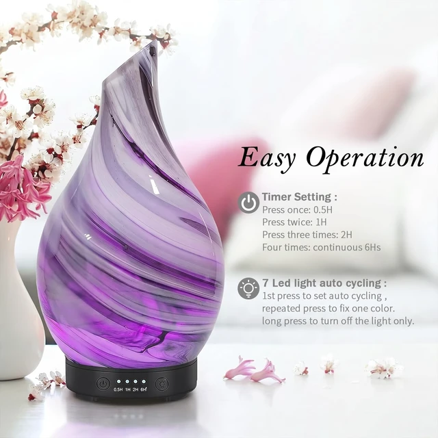 Alt view image 14 of 14 - Essential Oil Diffuser for Home Fragrance & Aromatherapy 150ml | Waterless Auto-Off, 4 Timer Setting, 7 Colors Night Light, Quiet Glass Diffuser for Bedroom,Living Room, Gifts for Women