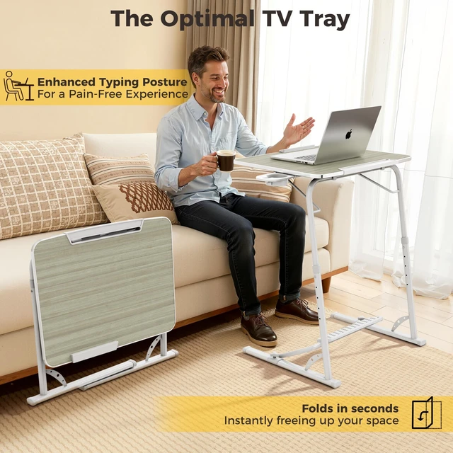 Alt view image 10 of 14 - Upgraded Folding TV Tray Table, Sturdy Couch & Dinner Laptop Table