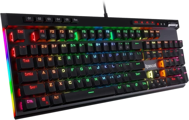 Alt view image 8 of 14 - Wired RGB Mechanical Gaming Keyboard, Macro Key & Media Wheel