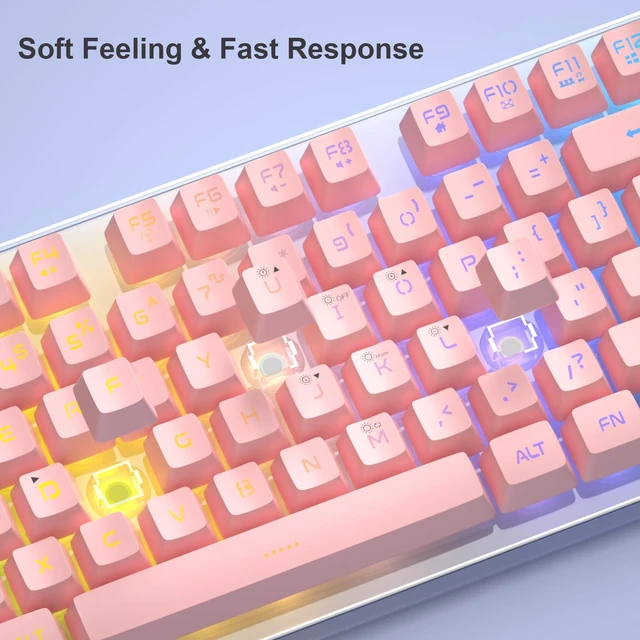 Alt view image 12 of 14 - Gaming Keyboard and Mouse Combo, K1 RGB LED Backlit Keyboard with 104 Keys Computer PC Gaming Keyboard for PC/Laptop (Pink)