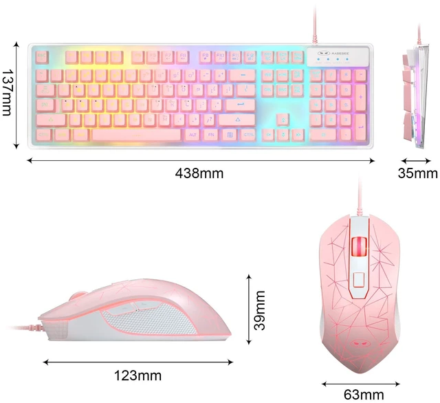 Alt view image 14 of 14 - Gaming Keyboard and Mouse Combo, K1 RGB LED Backlit Keyboard with 104 Keys Computer PC Gaming Keyboard for PC/Laptop (Pink)