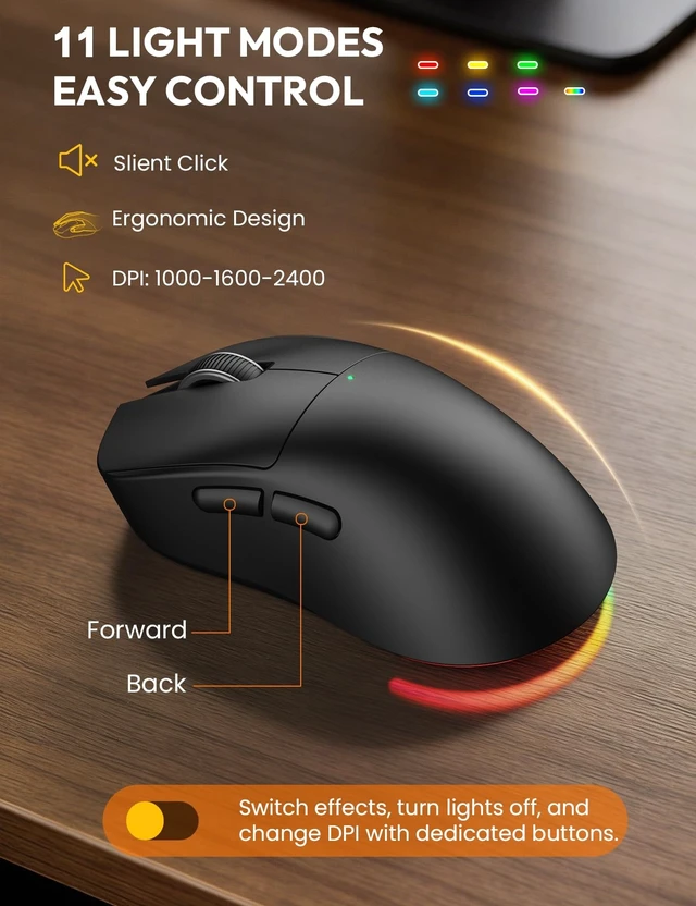 Alt view image 14 of 14 - Wireless Keyboard and Mouse, Backlit Typewriter with Magnetic Wrist Rest