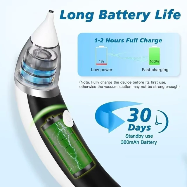 Alt view image 12 of 14 - Ear Vacuum Ear Wax Removal Kit with 5 Levels Strong Suction, Reusable Electric Ear Suction Vacuum Tool for Adults and Kids (Black)