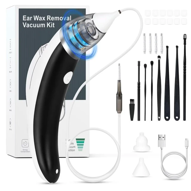 Alt view image 8 of 14 - Ear Vacuum Ear Wax Removal Kit with 5 Levels Strong Suction, Reusable Electric Ear Suction Vacuum Tool for Adults and Kids (Black)
