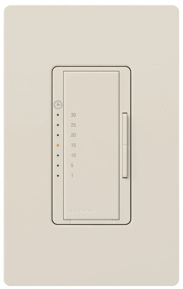 Alt view image 9 of 14 - Maestro Countdown Timer Switch for Fans and Lights, Timer Switch for Lights, 3A/150-Watt LED Bulbs, Single-Pole/Multi-Location, MA-T51MN-LA, Almond