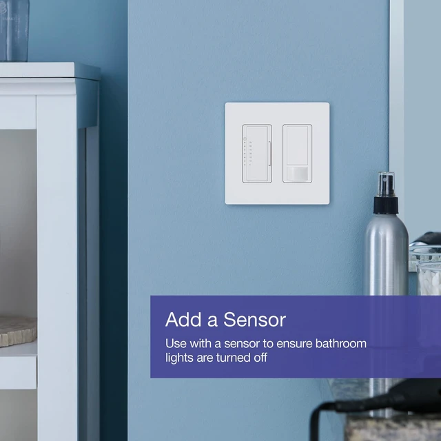 Alt view image 10 of 14 - Maestro Countdown Timer Switch for Fans and Lights, Timer Switch for Lights, 3A/150-Watt LED Bulbs, Single-Pole/Multi-Location, MA-T51MN-LA, Almond