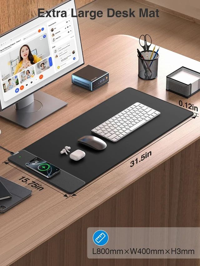 Alt view image 14 of 14 - Wireless Charging Mouse Pad, 31.5"x15.8" Large Desk Mat, Smooth Glide