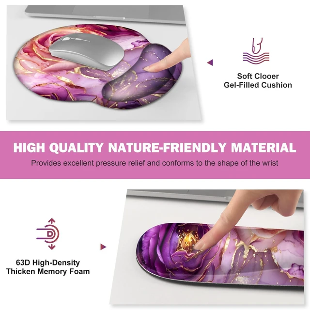 Alt view image 12 of 14 - Gaming Mouse Pad Large Desk Mat, Cute Purple Marble Rose Desk Pad Protector