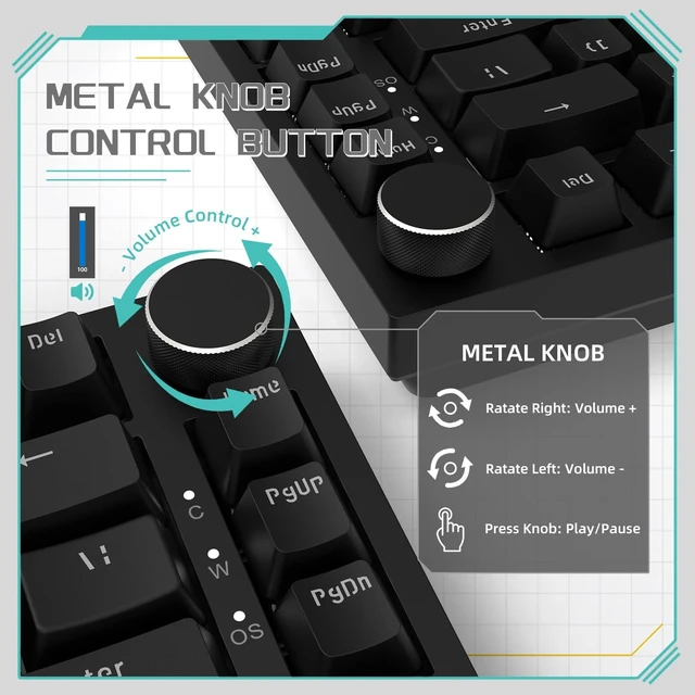 Alt view image 10 of 14 - Mechanical Gaming Keyboard 75% Wired TKL Hot Swappable-Black