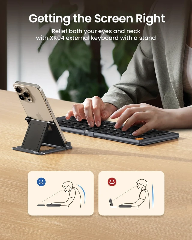 Alt view image 12 of 14 - Foldable Compact Keyboard for Phone and Tablet, Gray
