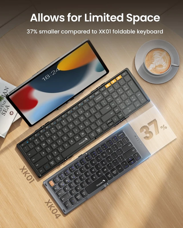 Alt view image 13 of 14 - Foldable Compact Keyboard for Phone and Tablet, Gray