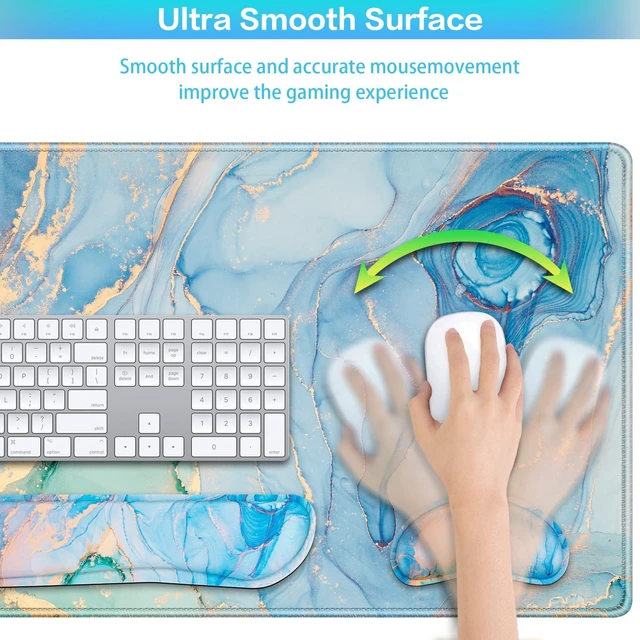 Alt view image 11 of 14 - 4 in1 Desk Mat Blue, Large Gaming Mouse Pad with Wrist Rest,
