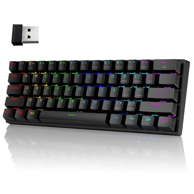 Alt view image 8 of 14 - Wireless Mechanical Gaming Keyboard, Clicky Blue Switch RGB Backlit