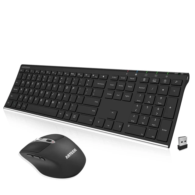 Alt view image 8 of 14 - 2.4G Wireless Keyboard and Mouse Combo Stainless Full Size Keyboard and Ergonomic Mouse with Side Buttons for Computer Desktop PC Laptop and Windows 11/10/8/7 Build in Rechargeable Battery