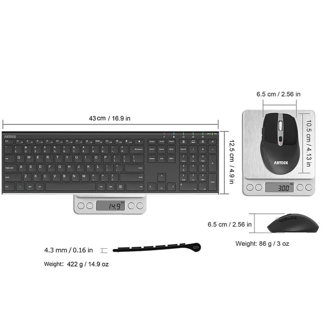 Alt view image 13 of 14 - 2.4G Wireless Keyboard and Mouse Combo Stainless Full Size Keyboard and Ergonomic Mouse with Side Buttons for Computer Desktop PC Laptop and Windows 11/10/8/7 Build in Rechargeable Battery